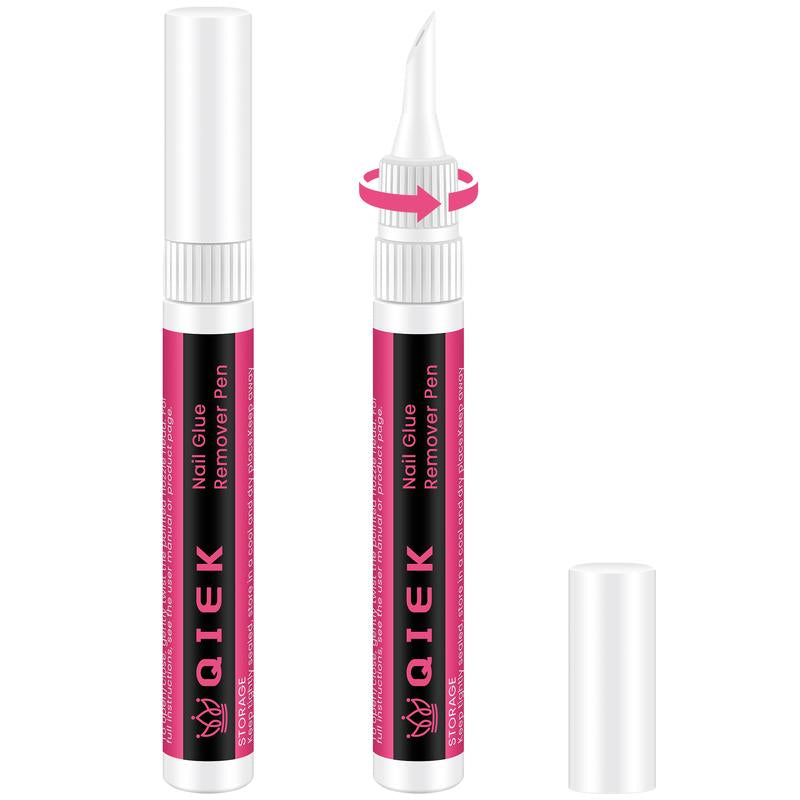 QIEK Nail Glue Remover for Press on Nails, #Effortlessbeauty，2025 Upgraded 2 in 1 Nail Stick & Remover Pen Design, Acetone-Free Not for Gel Polish Base Coat, Quick Gentle Removal Fake Nail Tips Press Ons #Tiktokshoprestock