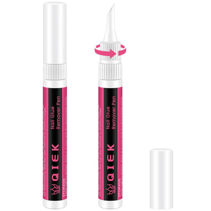 QIEK Nail Glue Remover for Press on Nails, #Effortlessbeauty，2025 Upgraded 2 in 1 Nail Stick & Remover Pen Design, Acetone-Free Not for Gel Polish Base Coat, Quick Gentle Removal Fake Nail Tips Press Ons #Tiktokshoprestock
