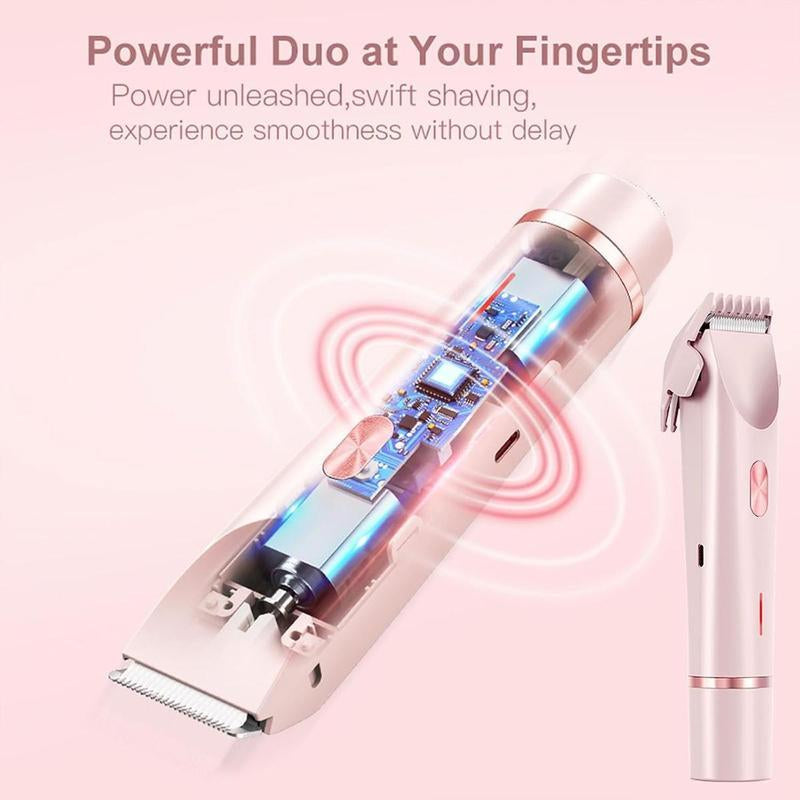 Electric Bikini Trimmer for Women, Rechargeable 2 in 1 Body & Facial Hair Removal, Waterproof Wet & Dry Use Trimmer for Women