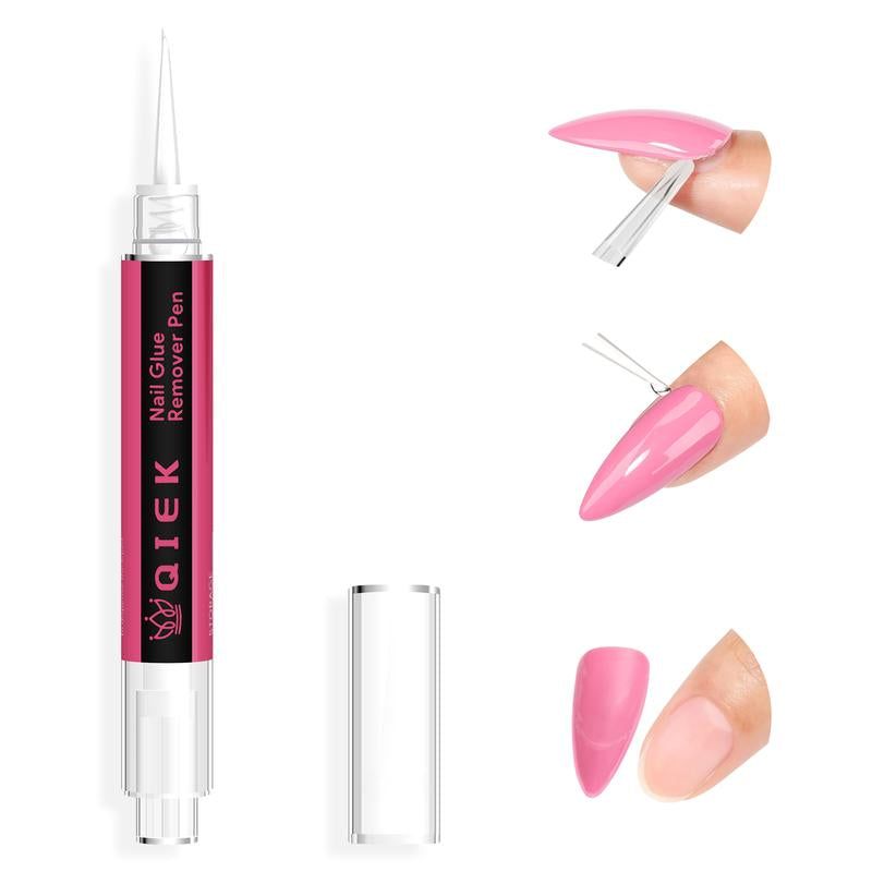 QIEK Nail Glue Remover for Press on Nails, #Effortlessbeauty，2025 Upgraded 2 in 1 Nail Stick & Remover Pen Design, Acetone-Free Not for Gel Polish Base Coat, Quick Gentle Removal Fake Nail Tips Press Ons #Tiktokshoprestock