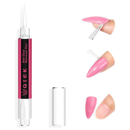 QIEK Nail Glue Remover for Press on Nails, #Effortlessbeauty，2025 Upgraded 2 in 1 Nail Stick & Remover Pen Design, Acetone-Free Not for Gel Polish Base Coat, Quick Gentle Removal Fake Nail Tips Press Ons #Tiktokshoprestock