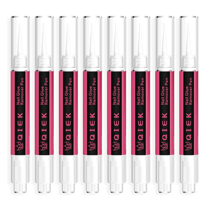 QIEK Nail Glue Remover for Press on Nails, #Effortlessbeauty，2025 Upgraded 2 in 1 Nail Stick & Remover Pen Design, Acetone-Free Not for Gel Polish Base Coat, Quick Gentle Removal Fake Nail Tips Press Ons #Tiktokshoprestock