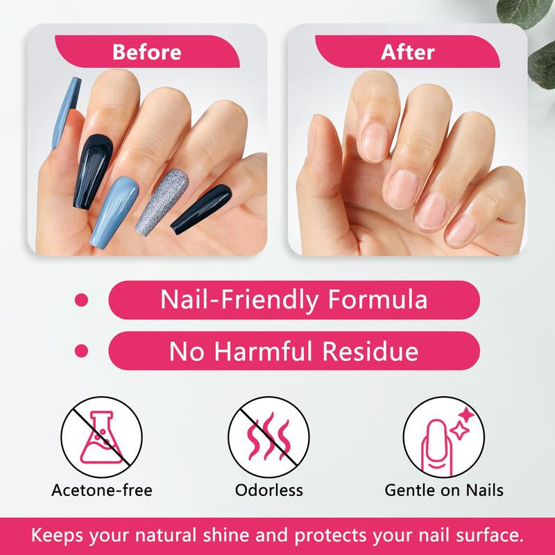 QIEK Nail Glue Remover for Press on Nails, #Effortlessbeauty，2025 Upgraded 2 in 1 Nail Stick & Remover Pen Design, Acetone-Free Not for Gel Polish Base Coat, Quick Gentle Removal Fake Nail Tips Press Ons #Tiktokshoprestock