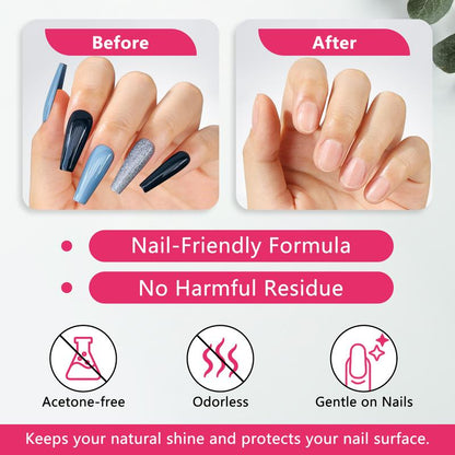 QIEK Nail Glue Remover for Press on Nails, #Effortlessbeauty，2025 Upgraded 2 in 1 Nail Stick & Remover Pen Design, Acetone-Free Not for Gel Polish Base Coat, Quick Gentle Removal Fake Nail Tips Press Ons #Tiktokshoprestock