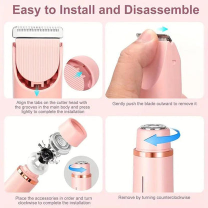 Electric Bikini Trimmer for Women, Rechargeable 2 in 1 Body & Facial Hair Removal, Waterproof Wet & Dry Use Trimmer for Women