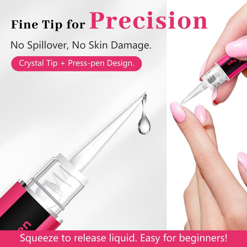 QIEK Nail Glue Remover for Press on Nails, #Effortlessbeauty，2025 Upgraded 2 in 1 Nail Stick & Remover Pen Design, Acetone-Free Not for Gel Polish Base Coat, Quick Gentle Removal Fake Nail Tips Press Ons #Tiktokshoprestock