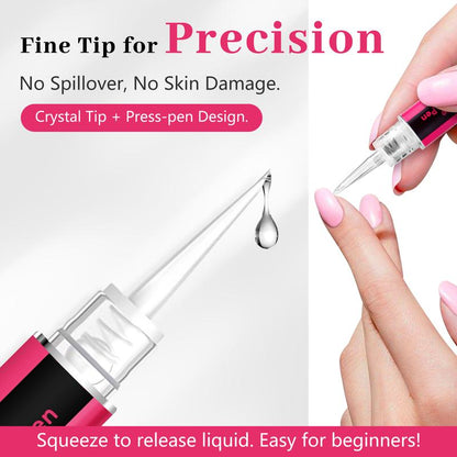 QIEK Nail Glue Remover for Press on Nails, #Effortlessbeauty，2025 Upgraded 2 in 1 Nail Stick & Remover Pen Design, Acetone-Free Not for Gel Polish Base Coat, Quick Gentle Removal Fake Nail Tips Press Ons #Tiktokshoprestock
