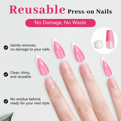 QIEK Nail Glue Remover for Press on Nails, #Effortlessbeauty，2025 Upgraded 2 in 1 Nail Stick & Remover Pen Design, Acetone-Free Not for Gel Polish Base Coat, Quick Gentle Removal Fake Nail Tips Press Ons #Tiktokshoprestock